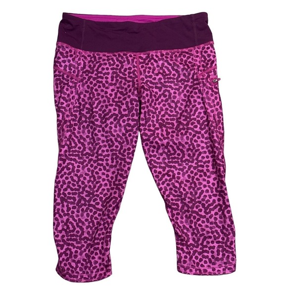 Lululemon Run Top Speed Jewelled Magenta Crop Leggings Womens Pink Purple Size 8 - Picture 5 of 5